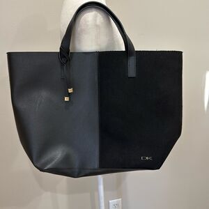 Donna Karen Large Two Tone Vegan Leather and Suede Tote Bag